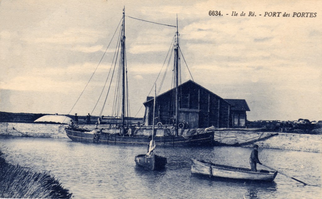 Vieux port des Portes en Ré et hangar à sel vers 1930